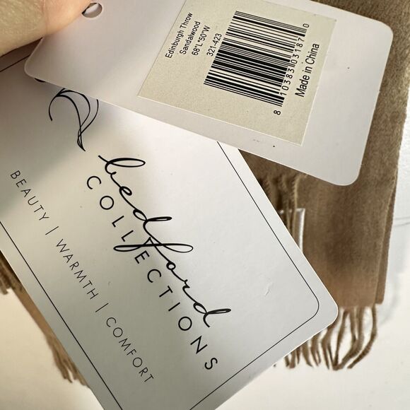 Bedford Collections Edinburgh Throw Sandalwood Blanket Faux Cashmere Monogrammed - Picture 5 of 9